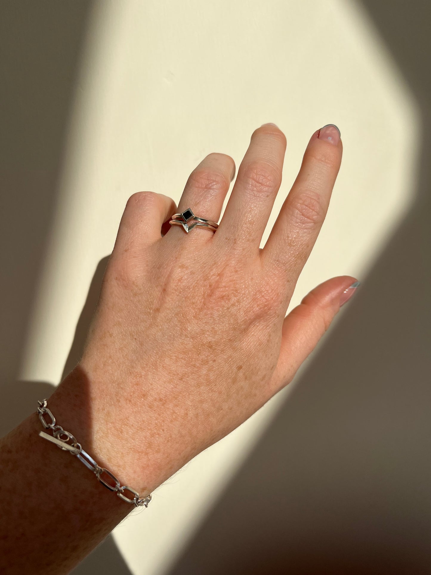 Square Stone Stacking Rings